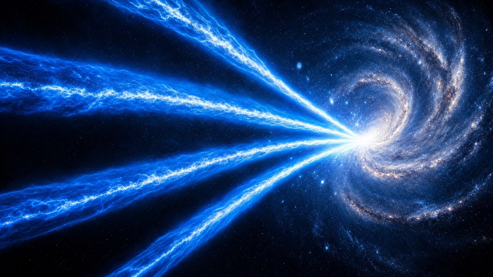 Five streams of light converging from a single bright point — one app doing the work of five.
